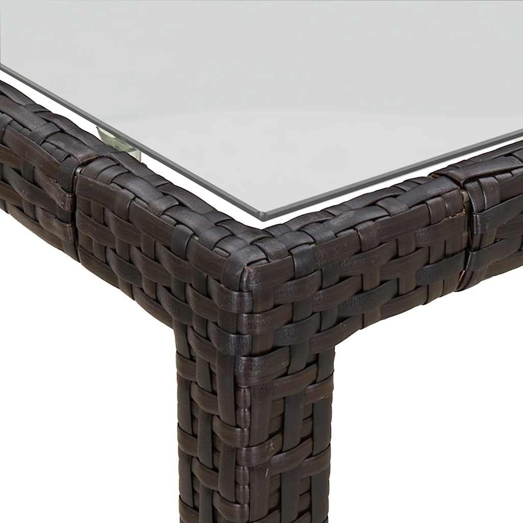 vidaXL Mesa Jardín Comedor Cocina Patio Terraza Balcón Mobiliario Muebles Soporte Exterior Vidrio Templado Ratán Sintético Marrón 190x90x75 cm