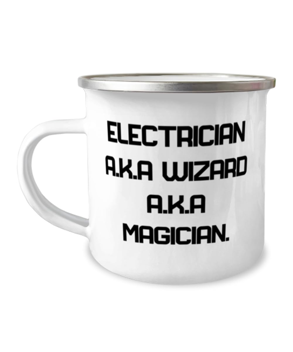 Electrician A.K.A Wizard A.K.A Magician. 12oz Camper Mug, Electrician, Nice Gifts For Electrician from Coworkers, Electrician gifts, Cool electrician gifts, Unique electrician gifts, Personalized