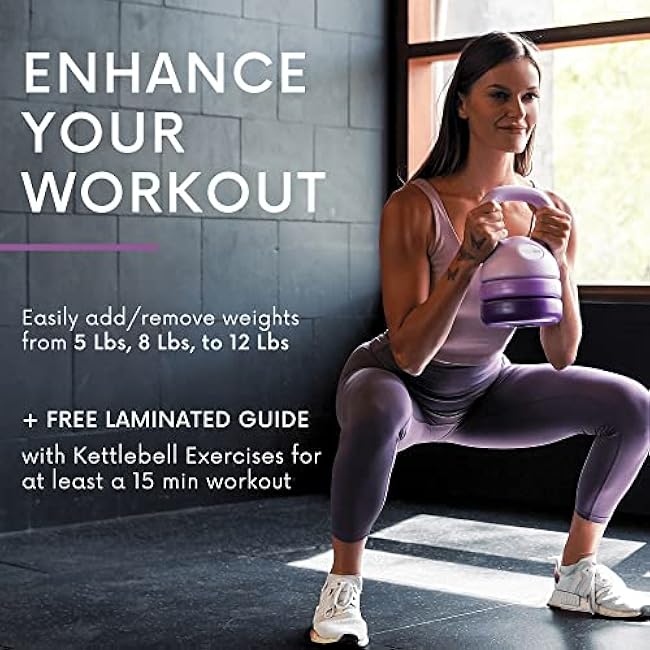 Polyfit Adjustable Kettlebell | 5 lb - 12 lb | Kettlebells Weights Set for Home Gym | Kettle Bell Sets for Women at Home