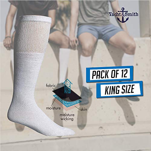 Yacht & Smith Big And Tall Mens Athletic Cotton Tube Socks, Wholesale Bulk Pack Referee Socks - King Size, by SOCKS’NBULK2