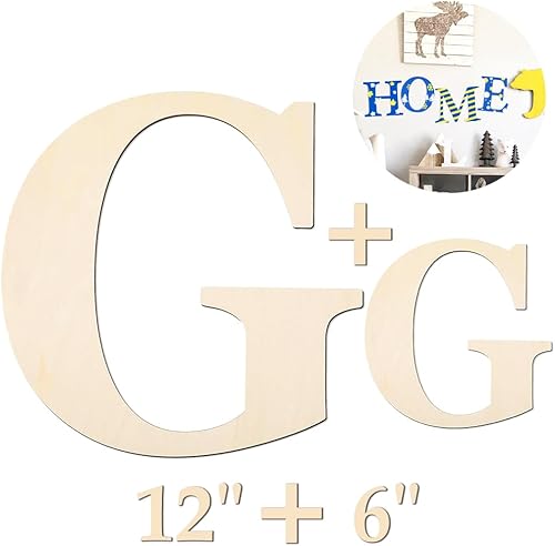 Miniatura 9 de HEKOOLA Letras de madera grandes de 12 pulgadas y pequeñas letras de madera de 6 pulgadas para manualidades decoración de pared letras de madera sin