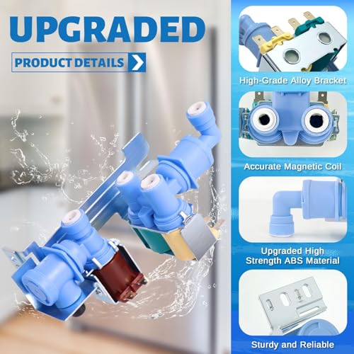 Image of Upgraded 242252702 Refrigerator Water Inlet Valve Replacement, Compatible with Frigidaire, Electrolux Kenmore Refrigerator Accessories AP5671757, 240531101, K-76150, 241734301, WV2702, 240321801