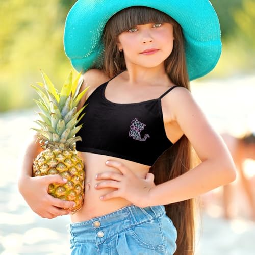 3 Pack Cotton Girls Training Bras - Racerback Crop Cami Training Bras for Girls - Girls Seamless Training Sports Bra, White Grey3