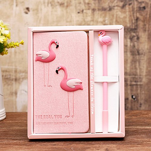 DPIST Trendy Flamingo Notebook Pen Set －Lovely Flamingo Gifts for Girls