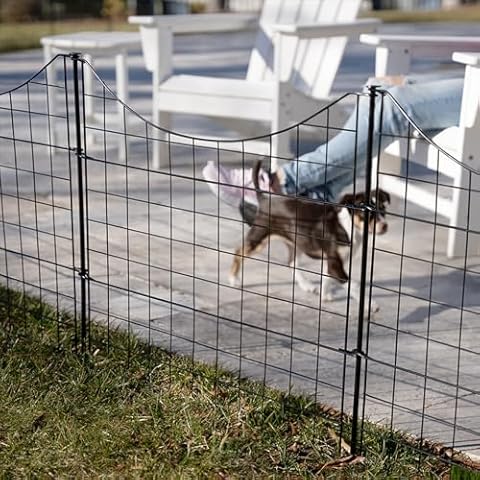 Zippity Outdoor Products WF29001 25 in H No Dig Decorative Metal Pet Easy Install Dog Fence For Yard, Wire Garden Border, (5 Panels, Black) Cover