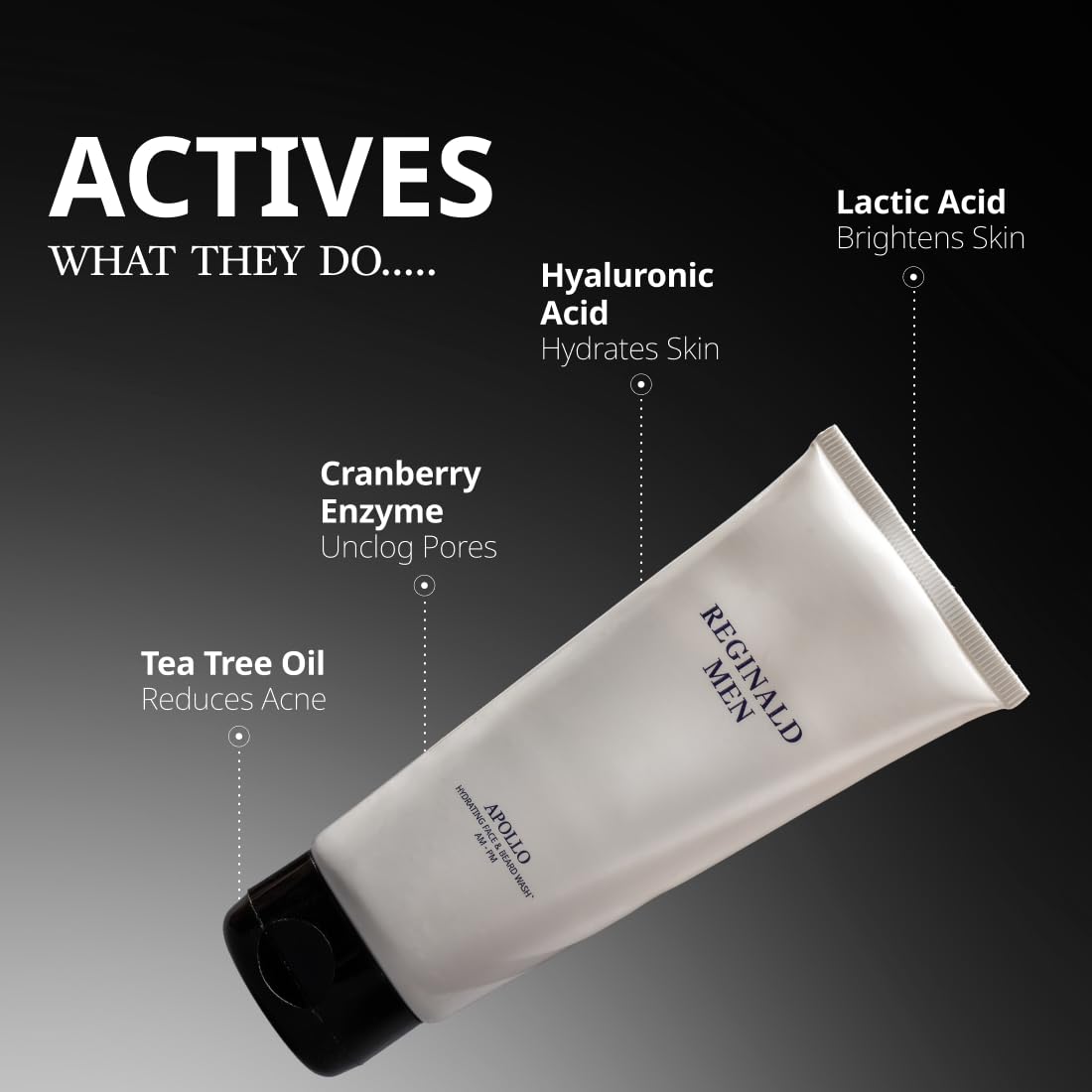 Reginald Men Apollo - Hydrating Face & Beard Wash | Deep Clean, Acne & Tan Control with 8 Actives Face Wash (100 g) 1