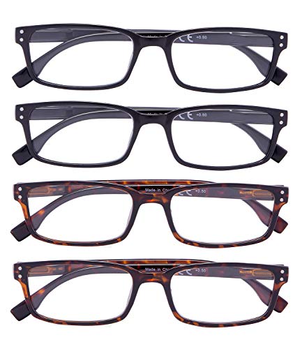 Image of Eyekepper Reading Glasses Women - 4 Pack Comfort Readers Men（2Tortoise-2Black，+1.50）