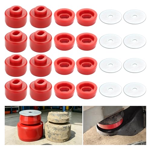 7-141 Body and Cab Mount Bushing Kit for Chevy Silverado & GMC Sierra 1500/2500 2WD/4WD 1999-2014 Polyurethane Body Cab Mounts with Washers (RED 24PCS)