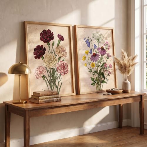 Image of YANVEER Botanical Wall Art Painting | Wall Frames For Home Decor Office Living Room | Poster With Frame Wall Decoration Painting | Premium Art Framed Wall Painting For Home Decor | Set of 2 (13X17 inch)