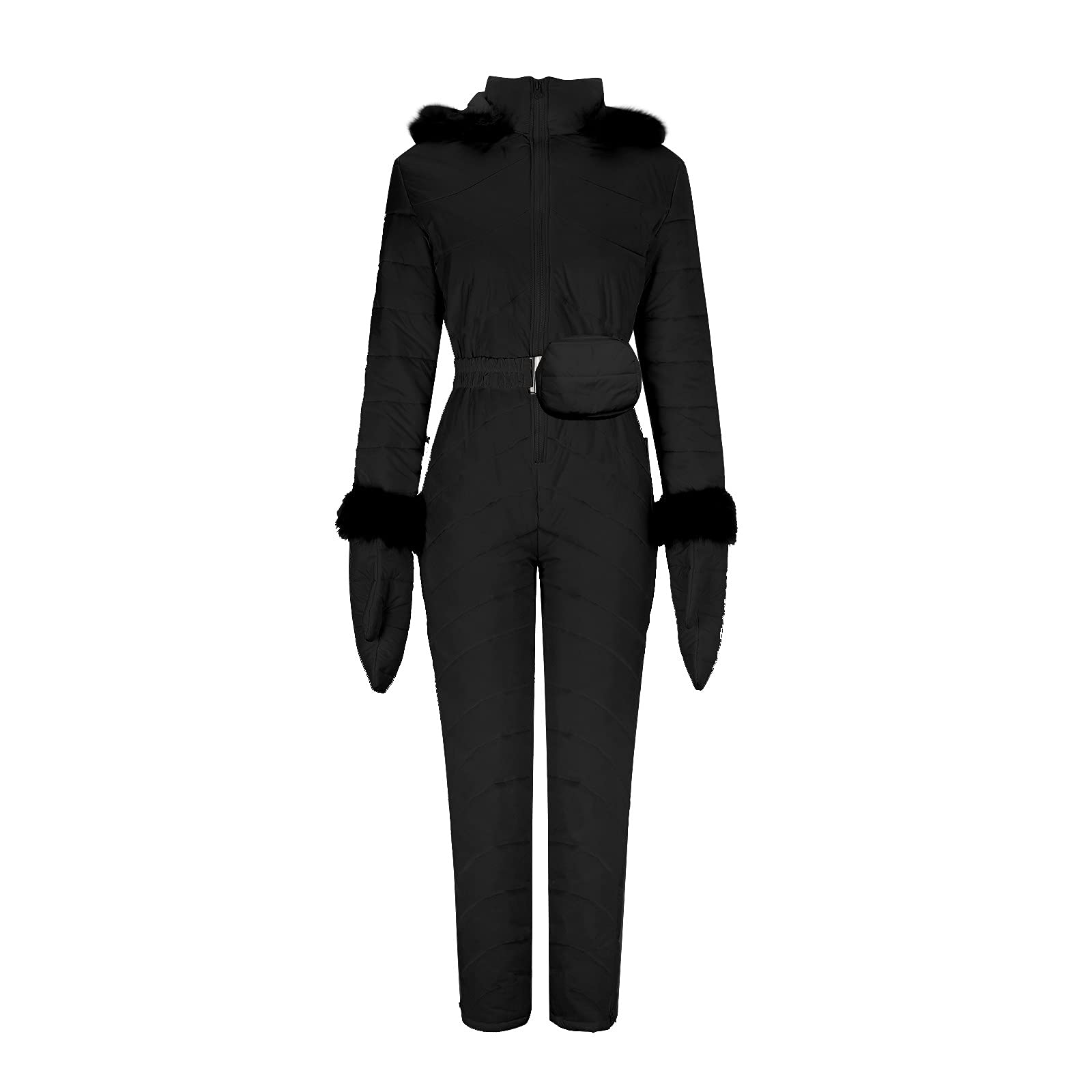 Traje de esquí de una pieza para mujer, traje de nieve deportivo con capucha elegante cuello en V para invierno, overol cálido para mujer, a la moda, casual, grueso, para snowboard, esquí,