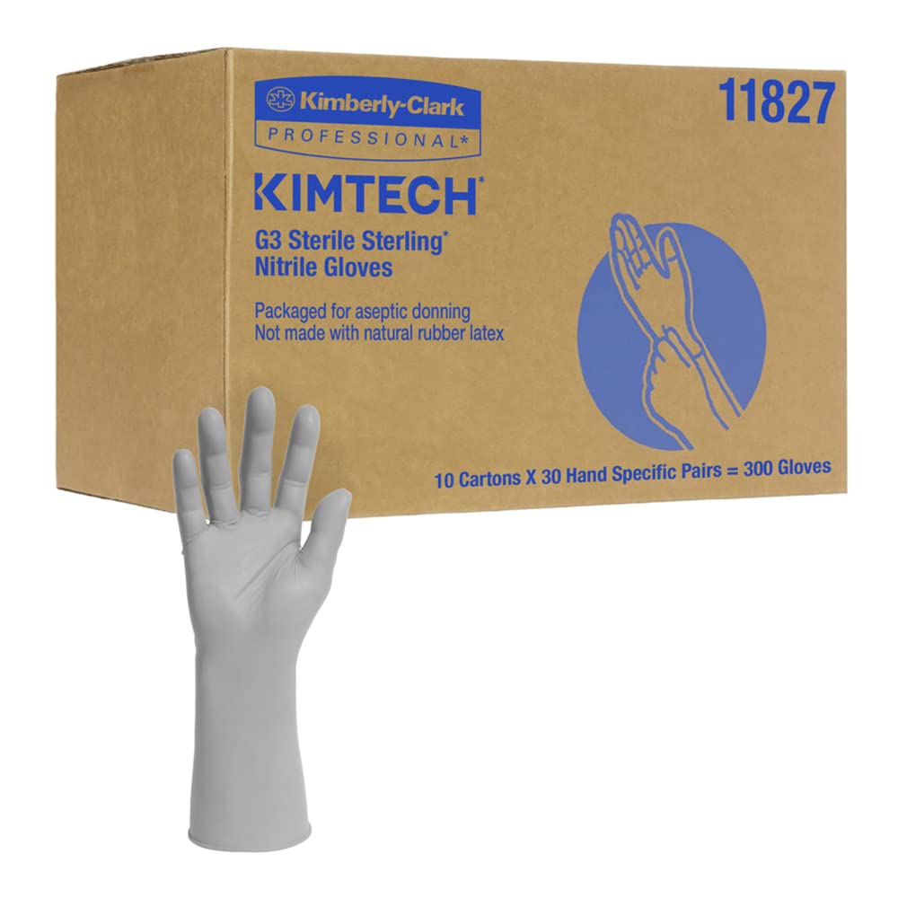 Kimberly Clark Safety 11827 KIMTECH Pure G3 Sterile Nitrile Glove, Size