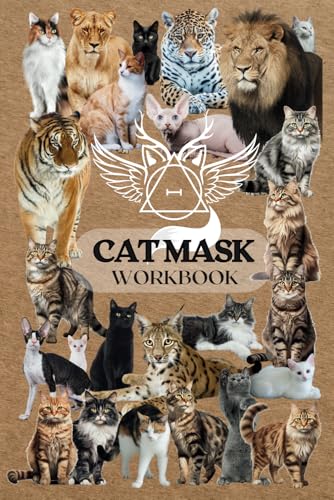 Alterhuman - Cat Mask Workbook designed for Therian | Templates for Cat Mask Making | Project Planner | Blank Mask Outlines for Design, Colouring or ... | Cute Collage | Therian Community Symbol