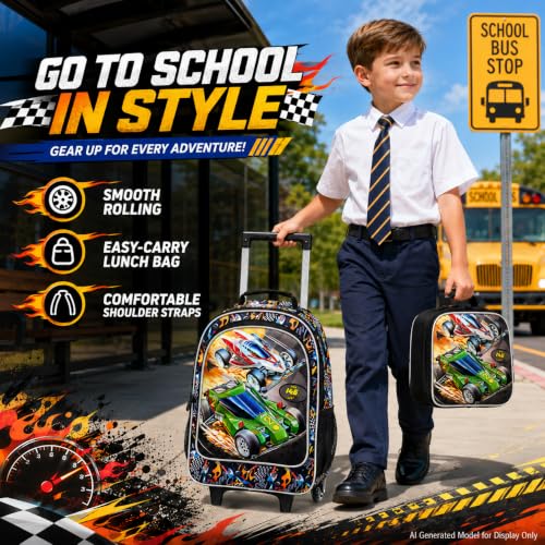 Image of CCJPX Rolling Backpack for Boys, Kids Roller School Bag with Wheels Toddler Wheeled Bookbag Elementary