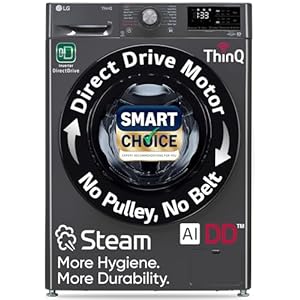 LG Smart Choice, 9 Kg, 5 Star, AI Direct Drive Technology, Steam, 6 Motion DD & Wi-Fi Fully-Automatic Front Load Washing Machine (FHP1209Z5M, Intelligent & Convenient Fabric Care, Middle Black)