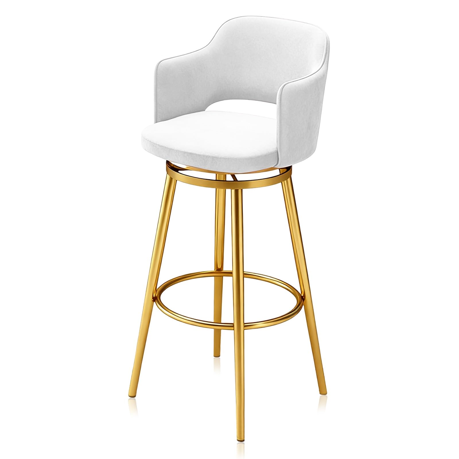 Tabourets de bar en velours moderne et pieds métalliques robustes haute finition