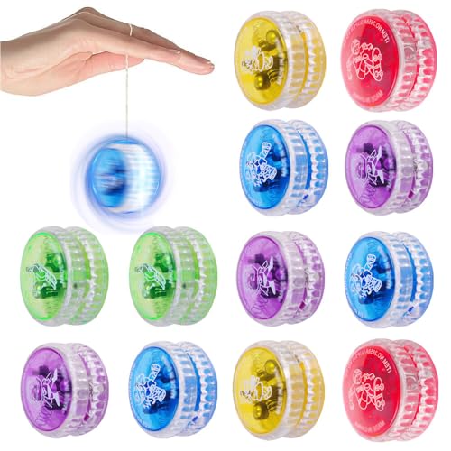 TGKYK LED Licht Jo-Jo, 12 Stück Leuchtend YoYo für Kinder, Kunststoff Responsive Yoyo, Anfänger Tombola Preise Geburtstag Party Gastgeschenk (Farbe Zufällig)
