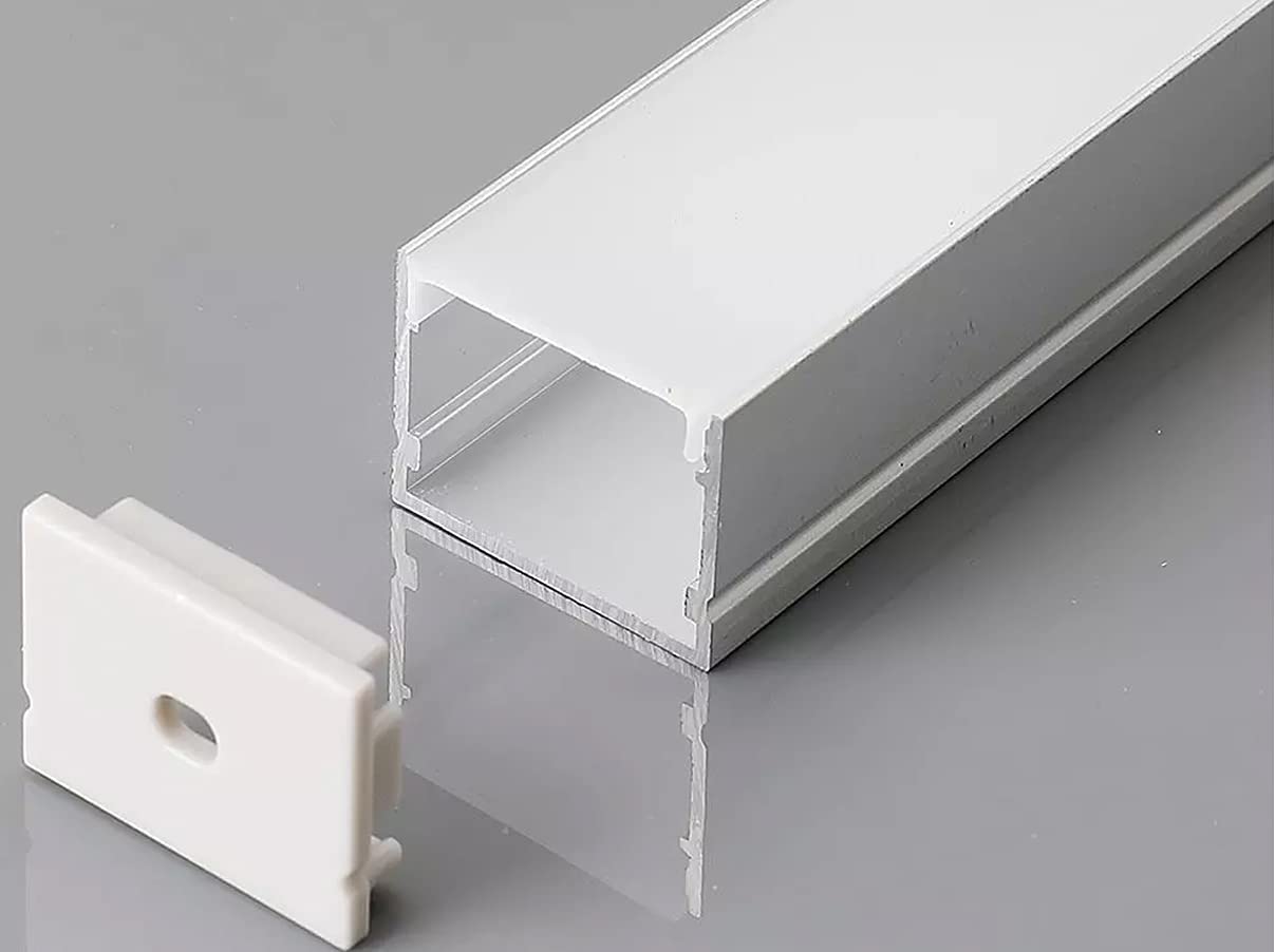A2ZWORLD 8 metros de perfil de aluminio para tira LED, con cubierta de tapones y gancho, 4 kits de 2 metros de ancho alto interior de 27 mm (30 x 20 mm)