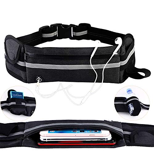 KEAFOLS Sport Hüfttasche Bauchtasche Laufen Gürteltasche Running Belt Wasserdicht Laufgürtel mit Kopfhöreranschluss und Reflexstreifen Sporttasche für Smartphone MEHRWEG (Gürteltasche)