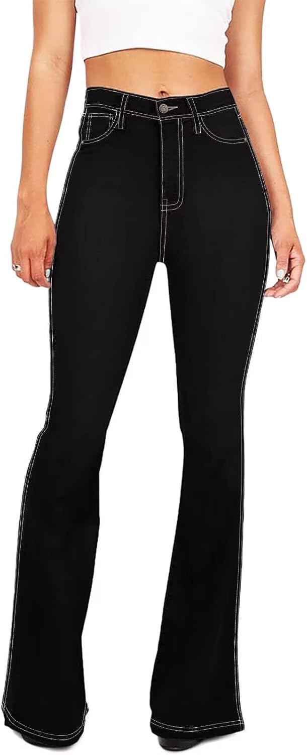 KDF Flare Jeans for Women Women's Bootcut Bell Bottom Jeans High Waisted Stretch Slimming Bell Bottoms Jeans