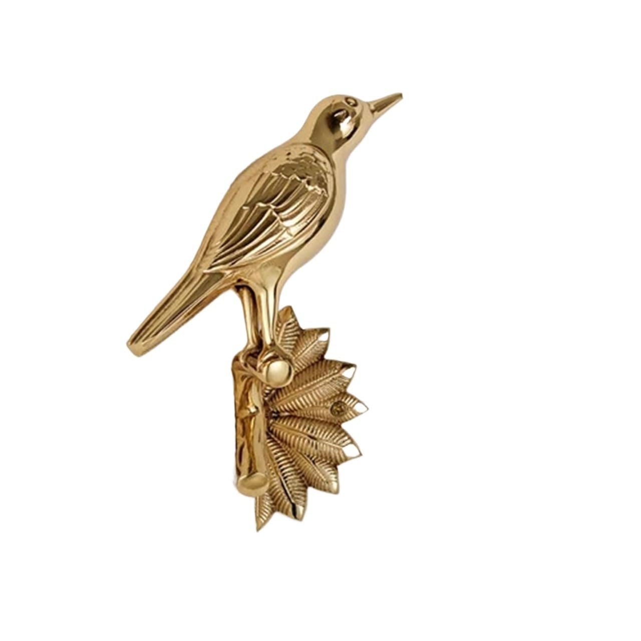 Brass Curtain Tieback Hook Holding Rose Copper Curtain Hooks Golden Brass Wall Hook Holder Coat Towel Rack Tieback Home Room Accessories(Bird-L Bright light)