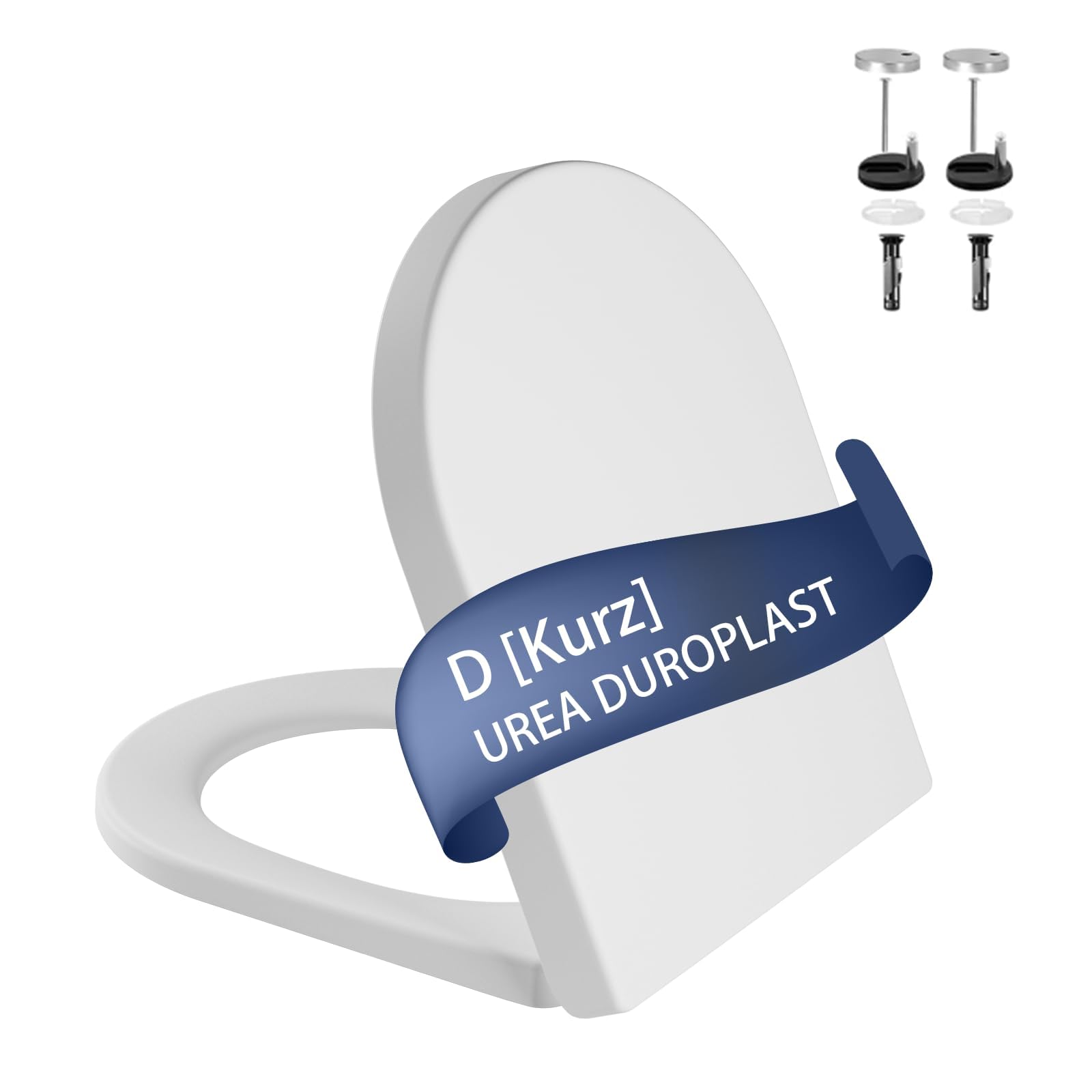 Garvee Asiento de Inodoro en Forma de Pequeña D Tapa de WC Universal de Duroplast con Cierre Suave y Liberación Rápida Bisagras Ajustables Antibacteriano Diseño Totalmente Envolvente Blanco