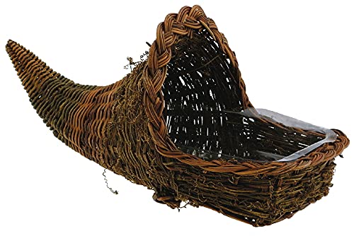 KANNWI Cornucopia Basket Large, Horn of Plenty Wicker Grapevine Fall Basket, Use for Table Centerpiece, Decorations, Thanksgiving - Fern & Vine 15 Inch
