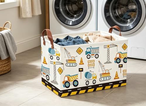Image of Car Basket Rectangular Book Basket Storage Bin Organizer Book Shelf Box Room Decor(Engineering vehicle)