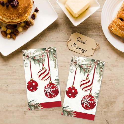TAJWE 100 Count Christmas Disposable Napkins Ornament Xmas Paper Cocktail Napkins Winter Holiday Decorative Lunch Dinner Guest Hand Towels for Kitchen Bathroom Party Supplies 4.3x7.8 – Image 4