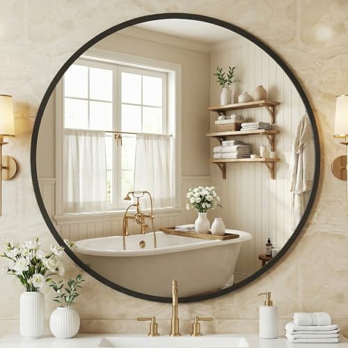 NEWBULIG 36 Inch Round Wall Mirror Bathroom Mirrors for Over Sink