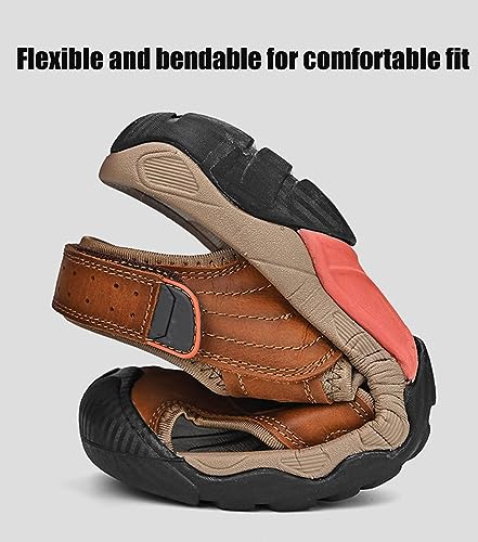 Men's Closed Toe Sandals Leather Hiking Sandals Outdoor Walking Sports Fisherman Sandals3