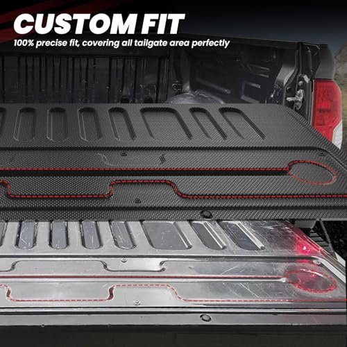 Image of LASFIT Tailgate Mat for Toyota Tundra 2007-2021 (Not Fit Drop-in Liners) | All Weather Custom Fit Easy Clean TPE Truck Tailgate Protector Liner Accessories, Truck Tailgate Mat, Black