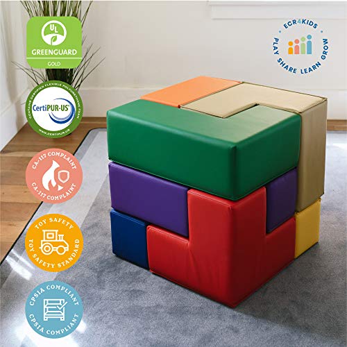 image for ECR4Kids SoftZone Brainy Soft Blocks, Soma Cube Puzzle, Educational Fo