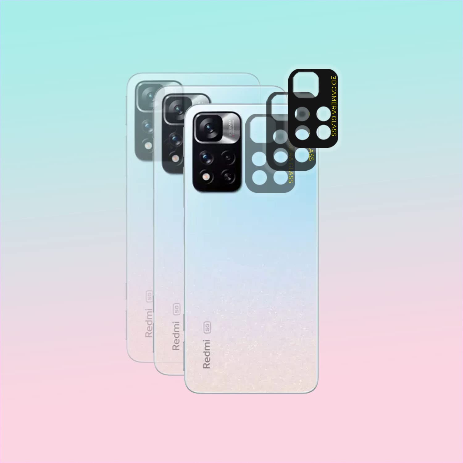 AEROBLADE 3D Camera Glass Protector For Xiaomi 11i 5G,Xiaomi MI 11i HyperCharge 5G With 2.5D Curved Edges to Edge With Free Installation Kit (Pack OF 1)