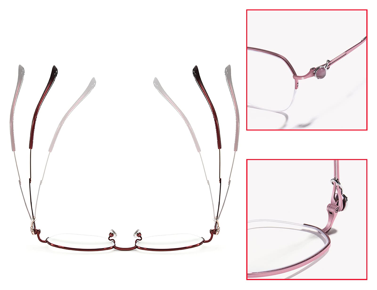 Lesebrille, Anti-Blaulicht-Harz-Lesebrille Für Damen, Bequem Und Tragbar, Ideal Für Reisen Zu Hause Im Büro Im Freien(Size:+2.00,Color:Weinrot)