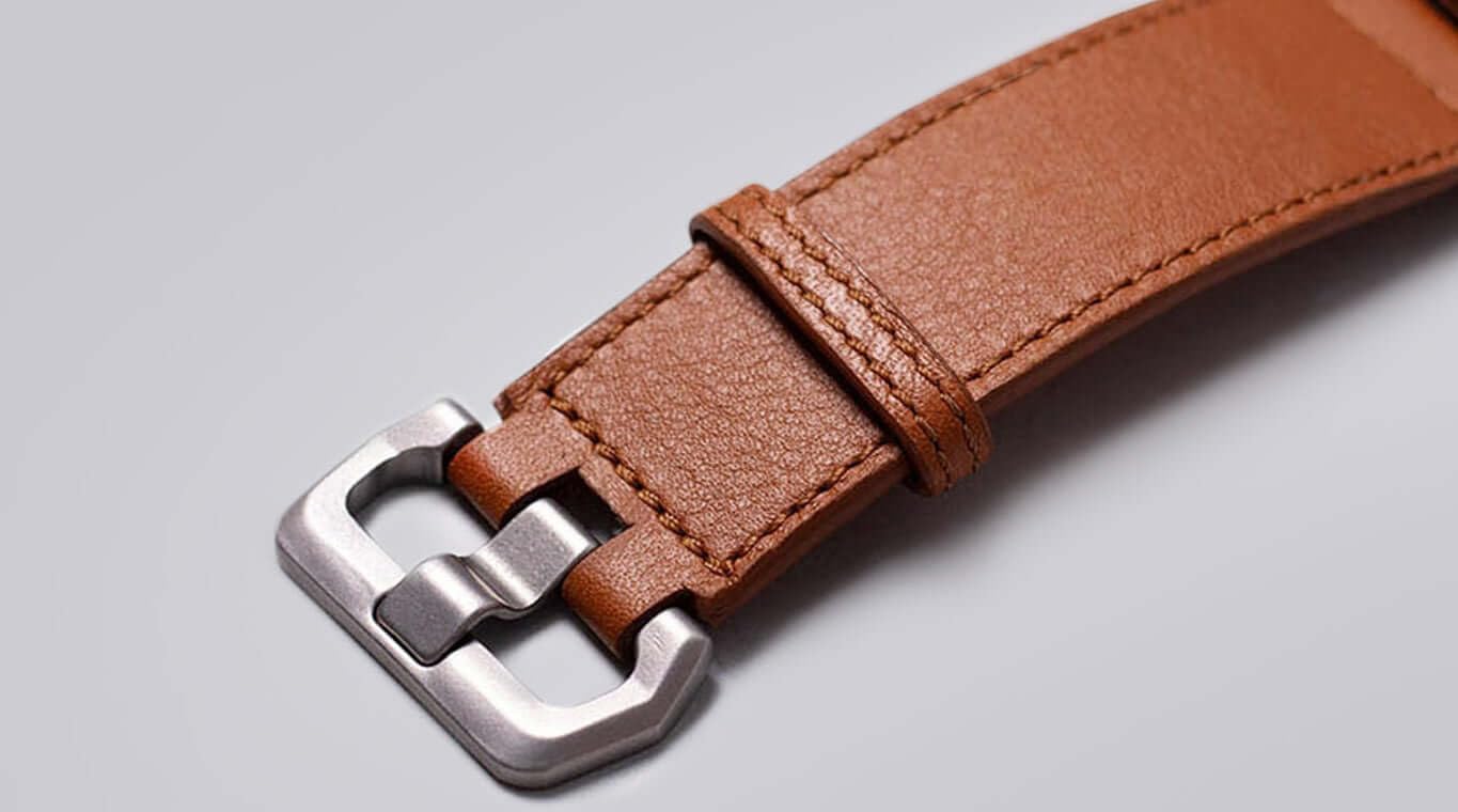 Harber London - Leather Strap for Apple Watch | Customized Stainless Steel Buckles | Gray Color | Compatible with All Apple Watch Series and Ultra | Adjustable | Handmade, 45/49 mm, Leather