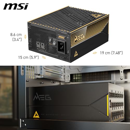 MSI MEG Ai1600T PCIE5, Fully Modular Gaming 1600W Power Supply, 80+ Titanium, Dual 12V-2x6 Cables, Server-Grade Capacitor, ATX 3.1 & PCIe 5.1 Ready, Low-Noise, Braided, 12 Year Warranty - image 3