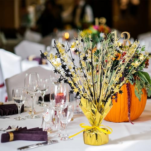 Image of Crowye 3 Pieces Metallic Foil Spray Centerpiece Birthday Table Decoration Star Burst Centerpieces Graduation Table Decor for Birthday 2026 Party Holiday(Black Gold)