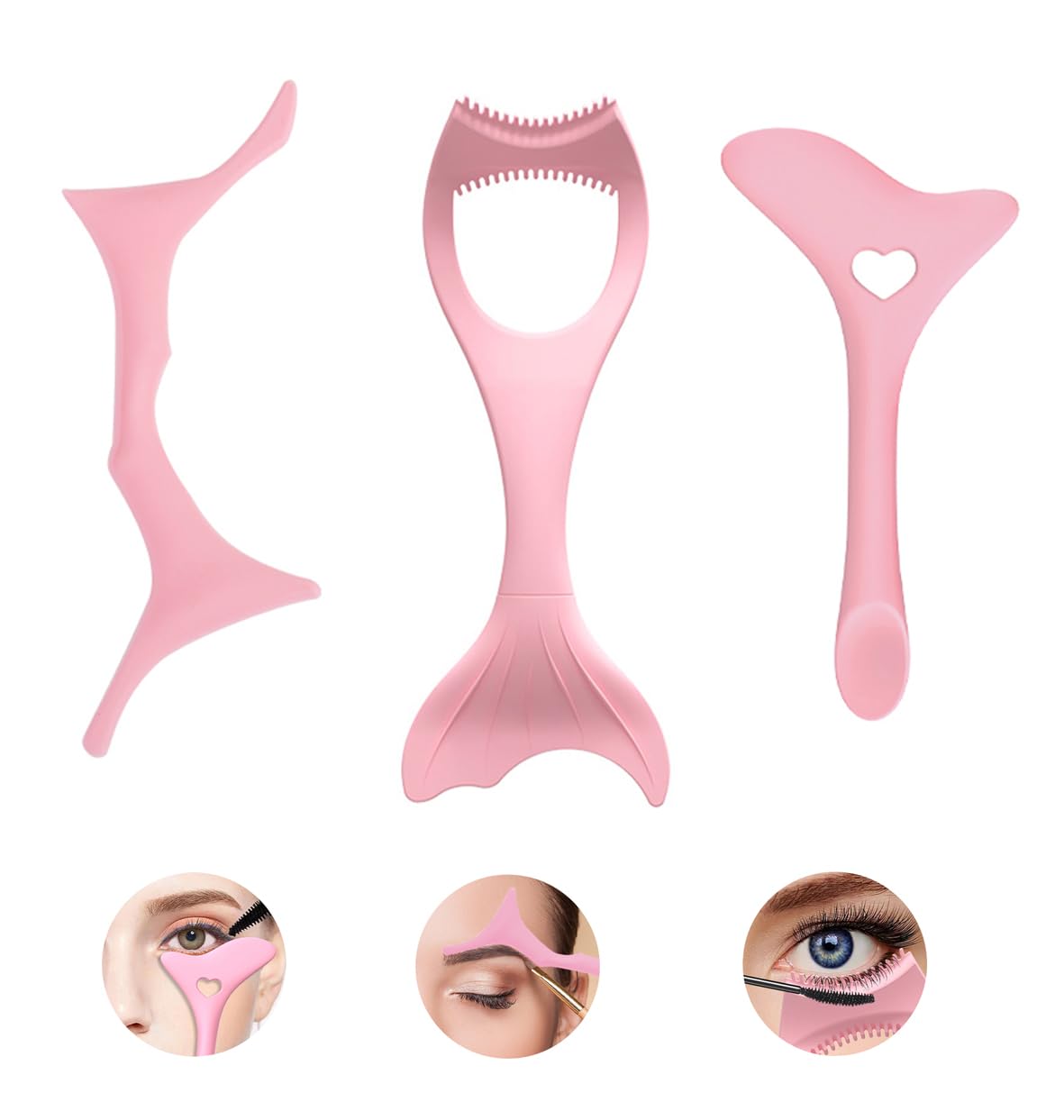 SITAKEGS Eyeliner Stencils, 3PCS Silicone Eyeshadow Eyebrow Make-Up Tools Multifunction Mascara Shield Applicator Guard Pads for Beginners, Makeup Winged Aid Tool for Eyelash, Lip Line, Face Contour