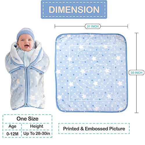 Image of JOIE BEAN Swaddle Sack Adjustable Baby Sleep Wrap | Sleep Sack Bag for Baby and Toddler | 2 in 1 Blanket and Infant Sleeping Bag | Soft, Micro Fleece Wearable Blanket for Secure Sleep Nap - Blue