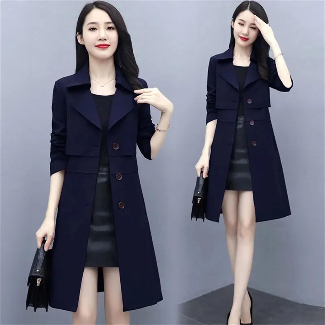 Trench lungo da donna monopetto slim trench cappotto femminile Outwear Autunno Manica lunga Trench