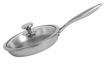 NIRLON Platinum Triply Stainless Steel Frying Pan 22 cm with Glass Lid(Induction Friendly)|Platinum_Frying Pan 22