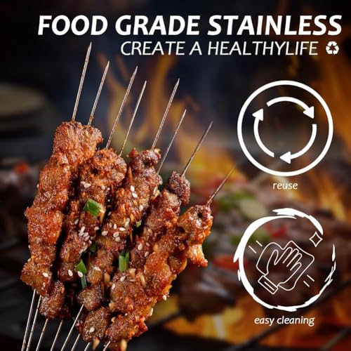 Brochetas metálicas inoxidables de 30 cm para cocinar sin que se quemen en la barbacoa 3