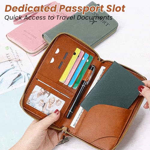 Rowgins RFID Passport Wallet Holder: Multi-Functional Passport Holder for Travel Essentials - Wallet Cover Case for Travel Women and Men Must Haves Accessories (brown)4