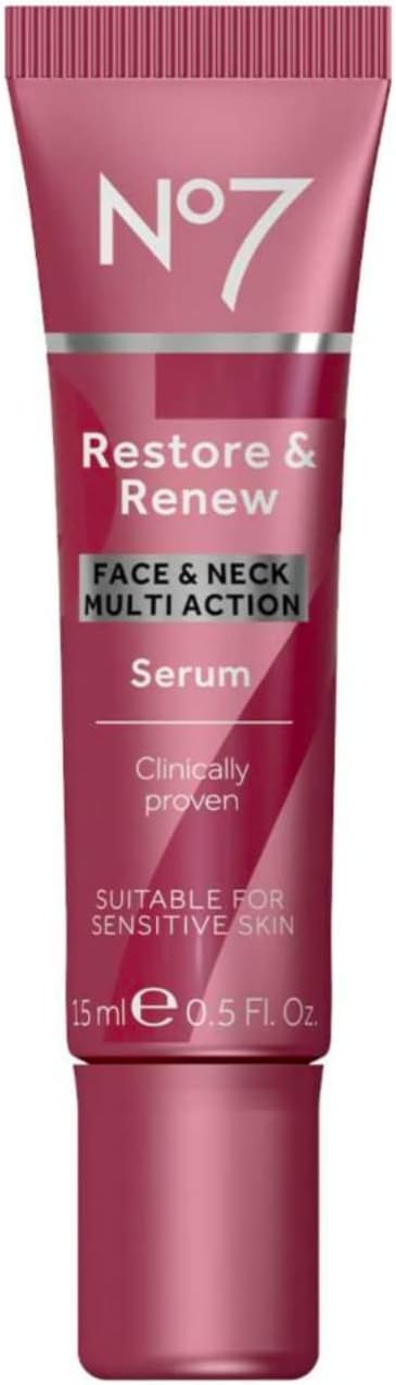No7 Restore & Renew Sculpting Face & Neck Serum, 0.5 Fl Oz