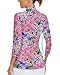 Women's 3/4 Sleeve Tennis Shirts Quarter Zip Pullover Collared Workout Sweatshirt Print Running Top (Multicolor Pink Floral-128,Small)