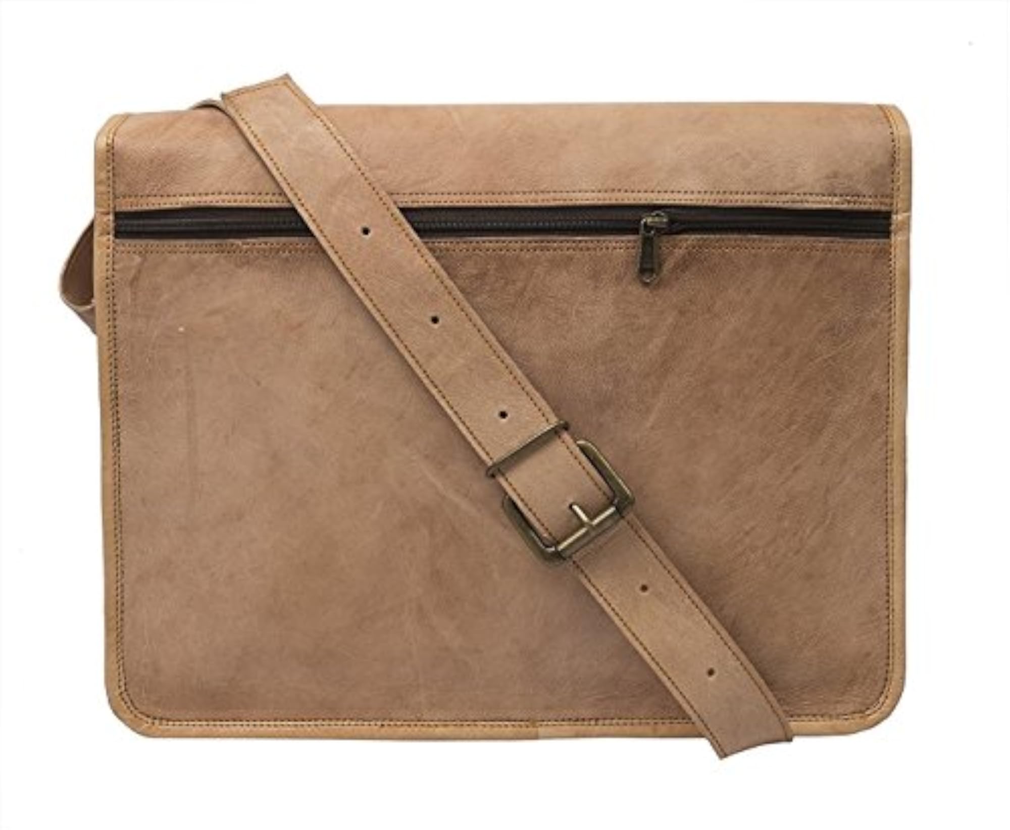 Vintage Handmade Genuine Brown Leather Laptop Messenger Bag