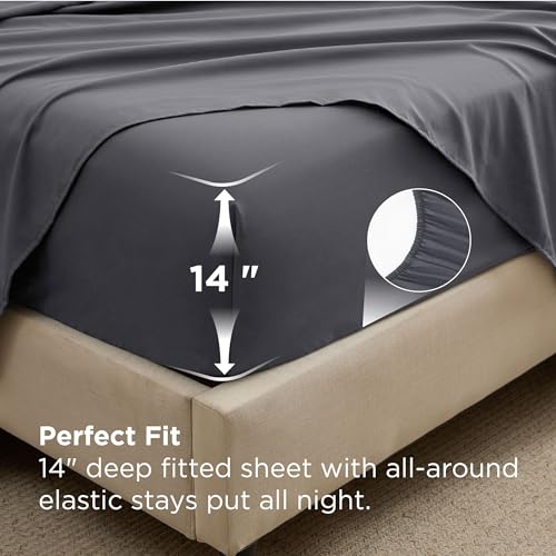 Image of Bedsure 7 Pieces Full Comforter Set Premium Series, Hotel Luxury Soft Bed in a Bag, Goose Down Alternative, Safe for Sensitive Skin Bedding Comforter All Season Medium Warmth, Dark Grey Full Size