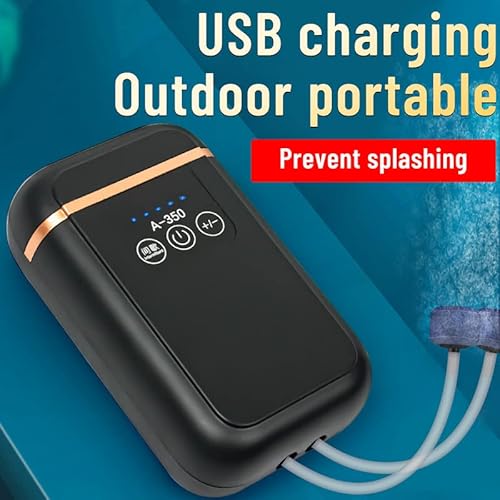 Canvunthy Usb Lithium Battery Powered Portable Aquarium Air Pump For Fish Tank Up To 50 Gallons,Fish Tank Aerator With Accessories(Dual Outlets) #TOP2