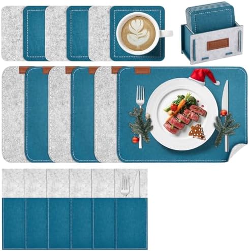 Tischsets Filz, Platzsets Abwaschbar, Doppelseitigen Platzdeckche...