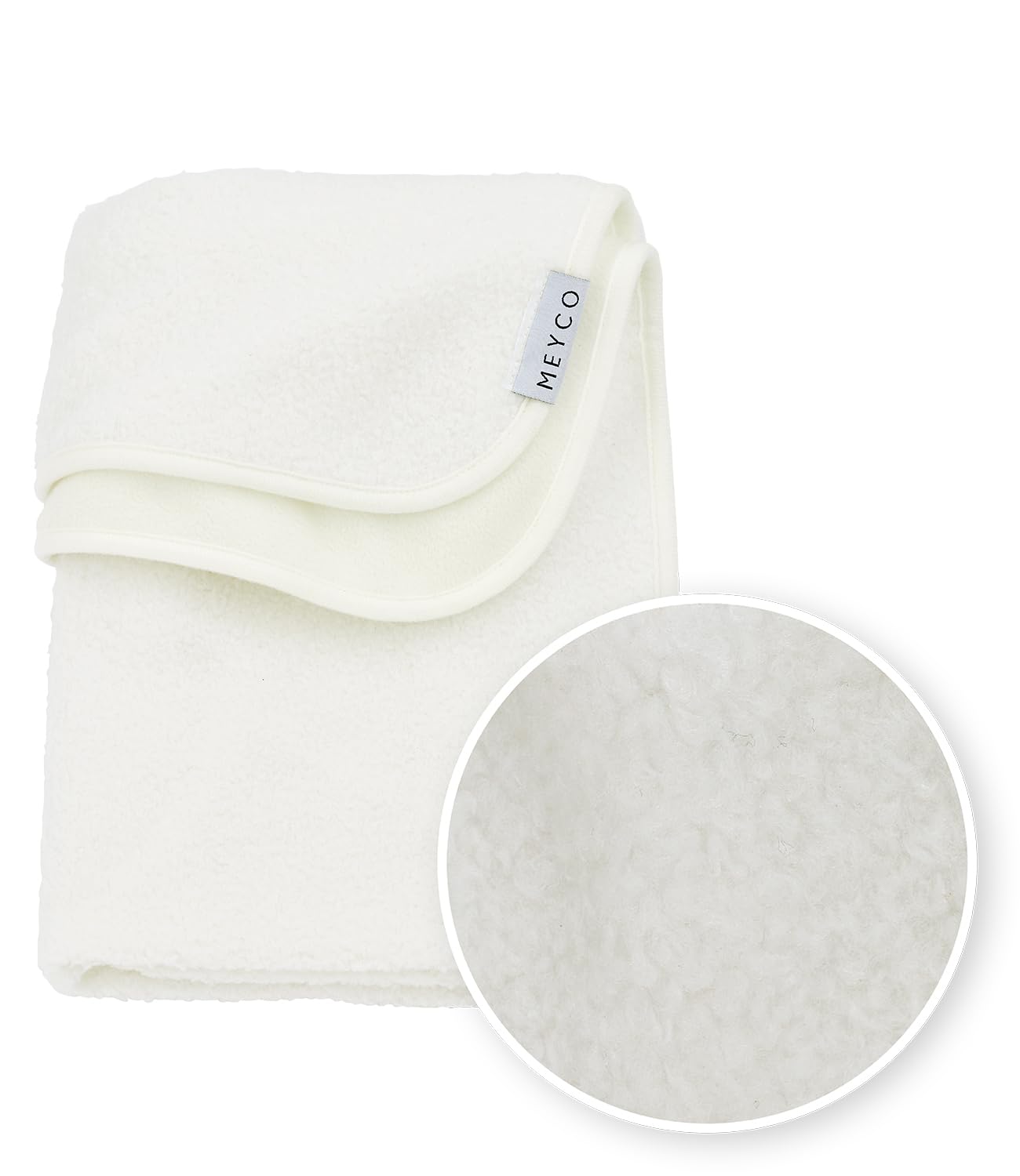 Meyco Baby Bouclé Reisedecke (Babydecke aus Polyester, besonders weich & warm, praktisch für unterwegs, Babyzubehör in 75 x 100 cm, Baby Erstausstattung), Offwhite